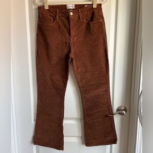 FRAME Le Crop Mini Boot Brown Cinnamon Rust Corduroy Pants Size 30